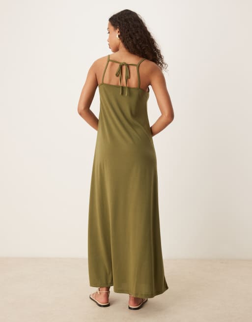 JDY cami maxi dress in khaki, 3 of 4