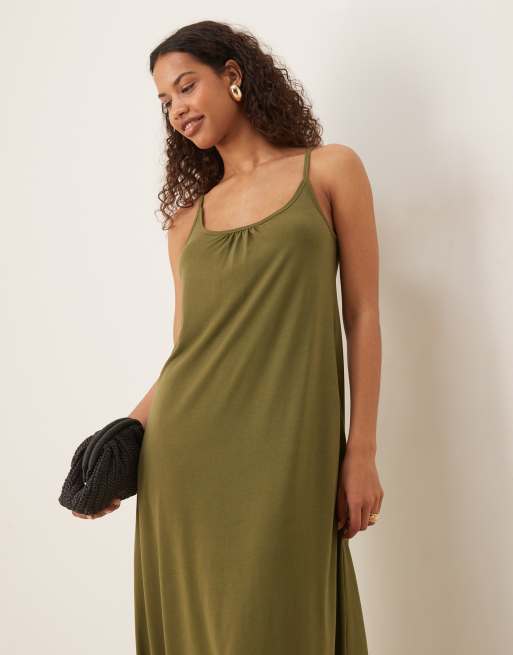 JDY cami maxi dress in khaki, 4 of 4