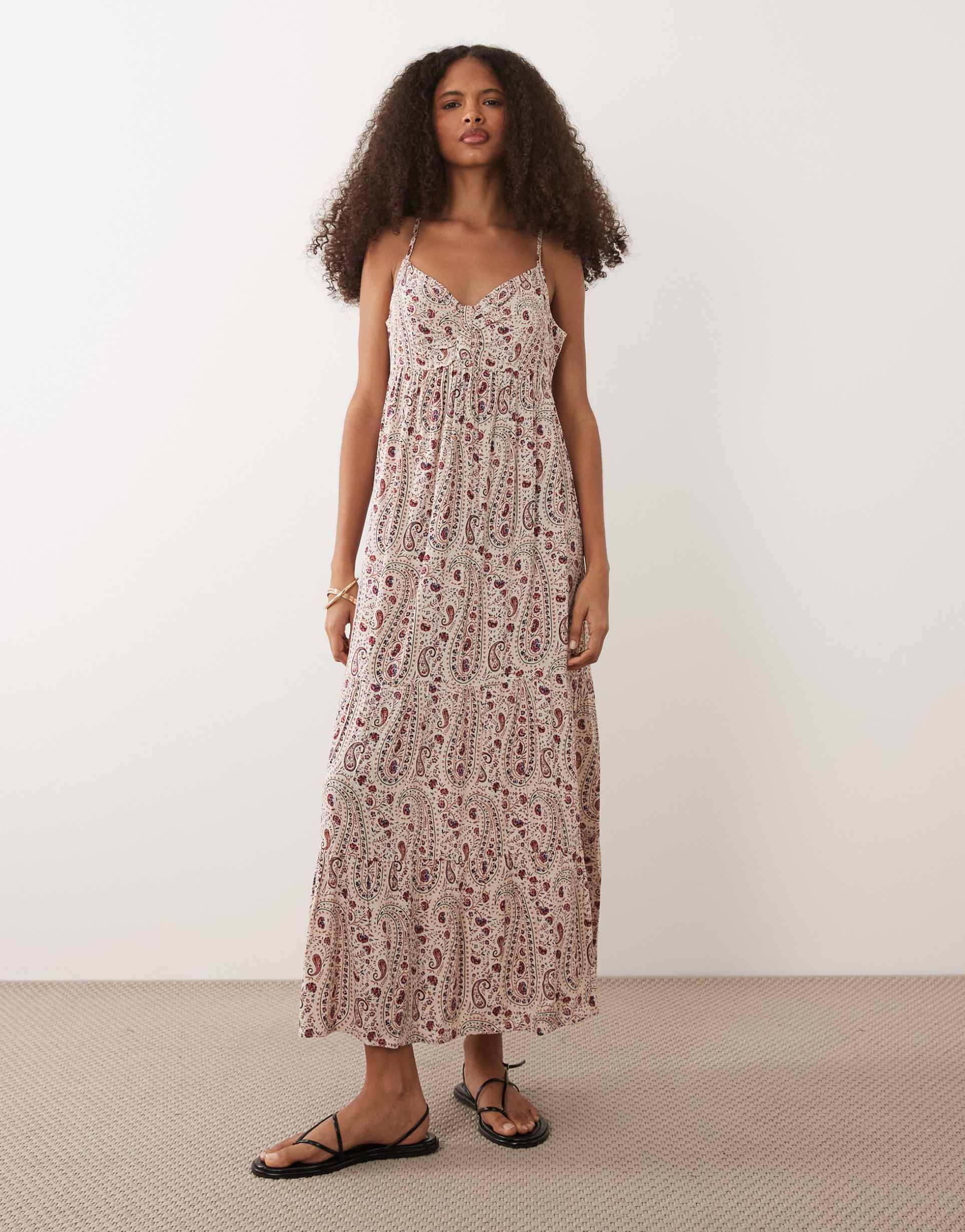 jdy cami maxi dress in red paisley print