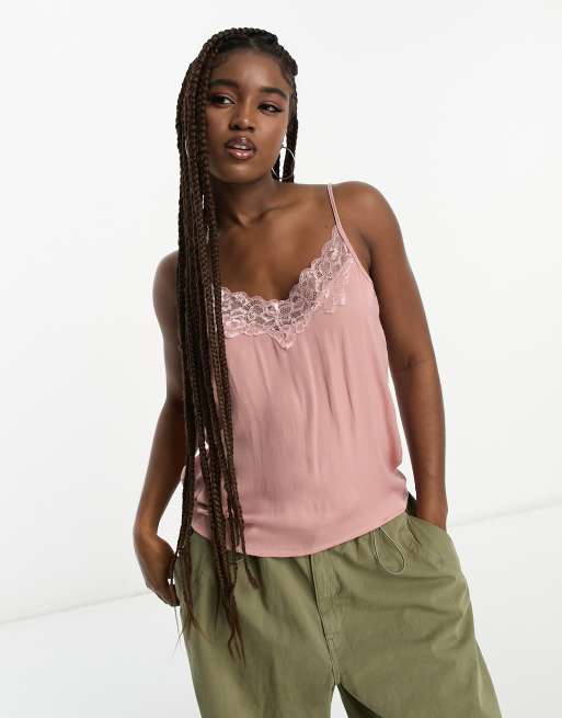JDY - Cami met kanten rand in roze