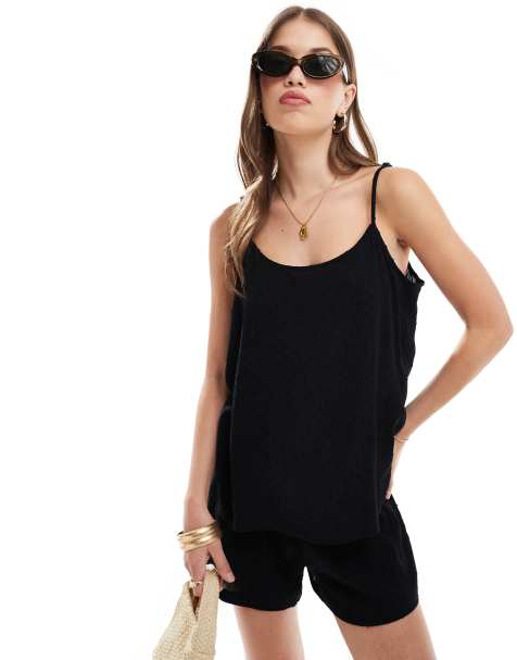 JDY - Cami met textuur in zwart, deel van co-ord set - view 1