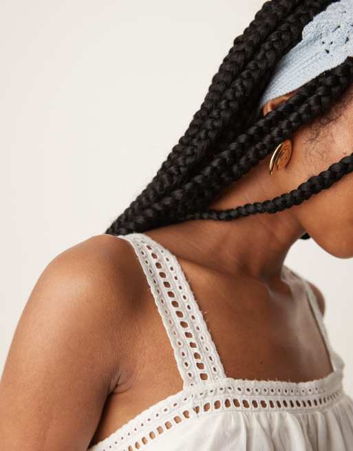 JDY cami smock top with broderie detail in white, 2 of 4