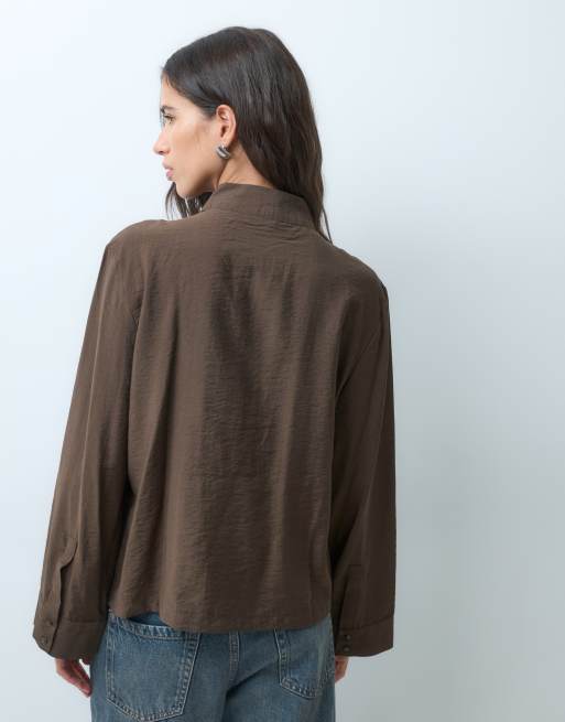 JDY camicia con colletto alla coreana marrone, 5 di 5