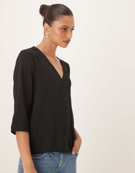 JDY - Camicia nera testurizzata con maniche a 3/4 - view 1