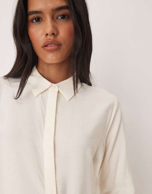 JDY Camicia vestibilità comoda bianca con laccetti laterali ASOS