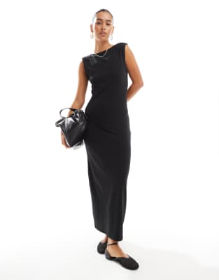 Jdy Cap Sleeve Maxi Jersey Dress In Black