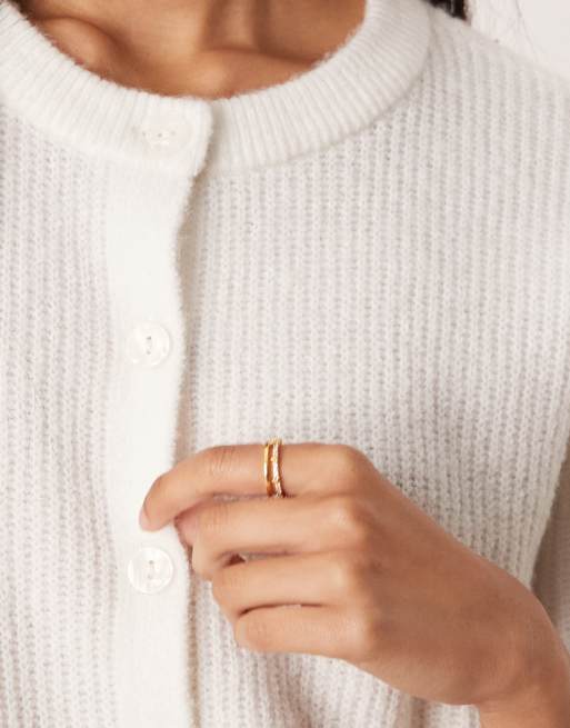 JDY - Cardigan a maniche corte in maglia di misto lana bianco, 4 di 4