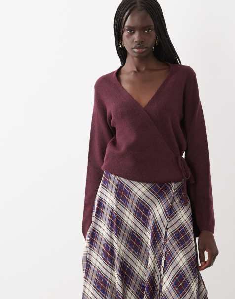 JDY cardigan avvolgente in maglia bordeaux - view 1