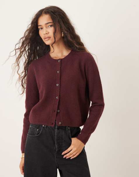 JDY - Cardigan girocollo color bordeaux - view 1