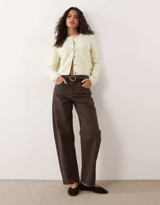 JDY - Cardigan girocollo color giallo chiaro in misto lana, 2 di 4