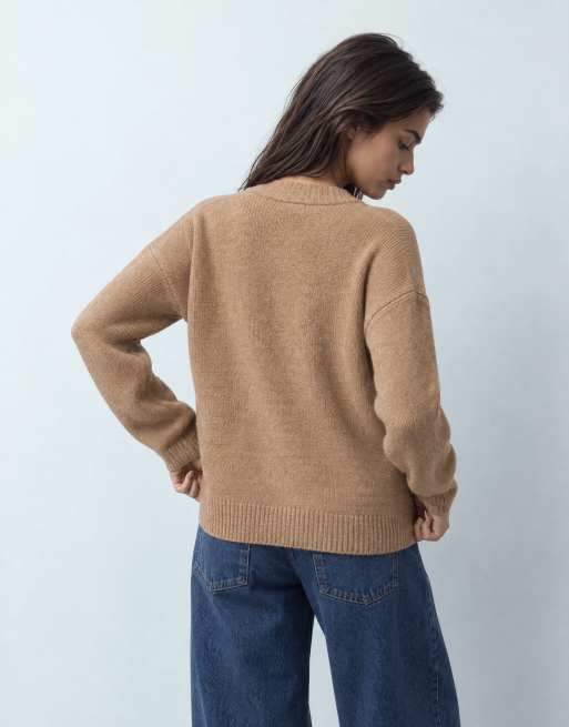 JDY cardigan girocollo in lana beige scuro, 10 di 10