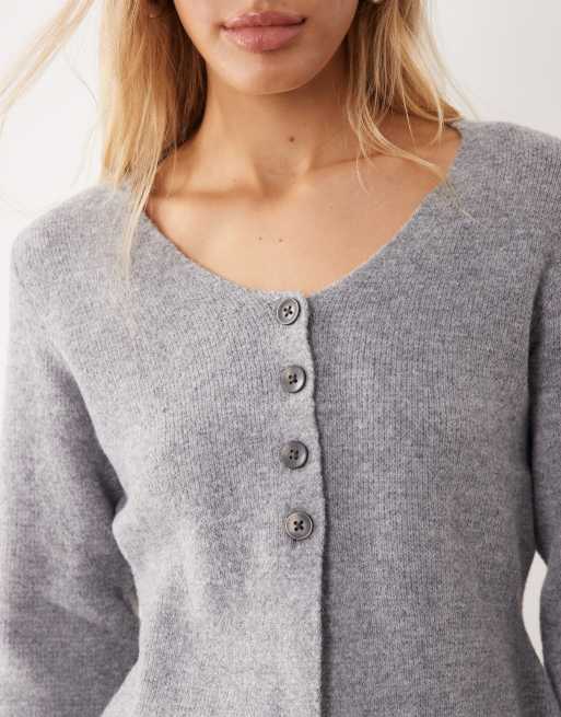 JDY - Cardigan grigio strutturato in maglia in coordinato, 4 di 4