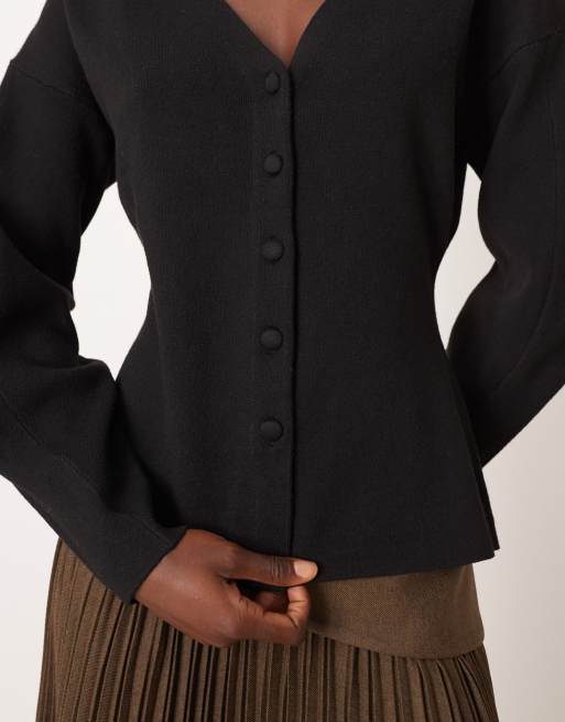 JDY - Cardigan nero aderente lavorato a maglia, 2 di 4
