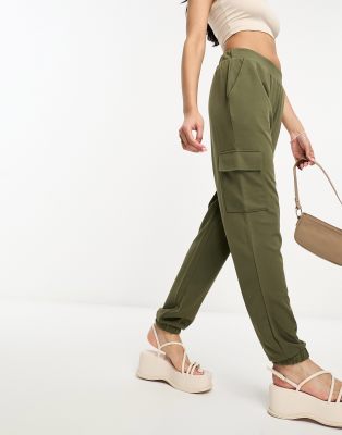 JDY - Cargohose in Khaki mit Bündchen-Grün