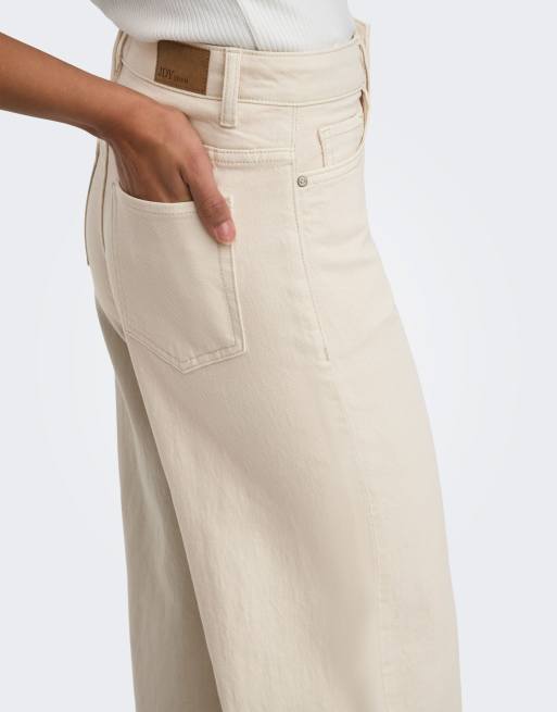 JDY - Carina - Ecrufarvede jeans med høj talje og vide ben, 5 af 5