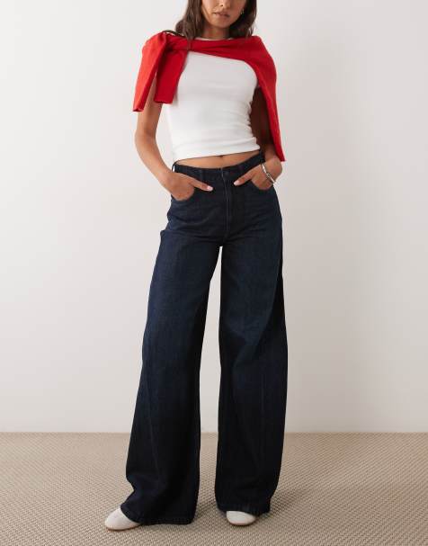JDY Carina high waist wide leg jeans in dark blue - view 1