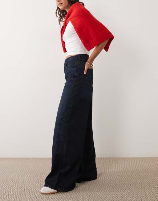 JDY Carina high waist wide leg jeans in dark blue, 2 of 5