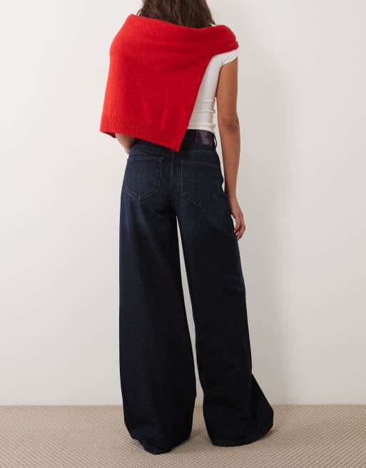 JDY Carina high waist wide leg jeans in dark blue, 3 of 5
