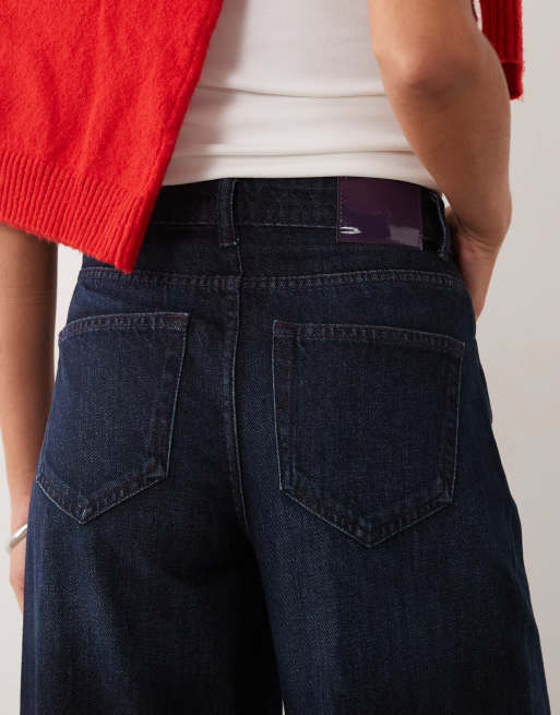 JDY Carina high waist wide leg jeans in dark blue, 5 of 5