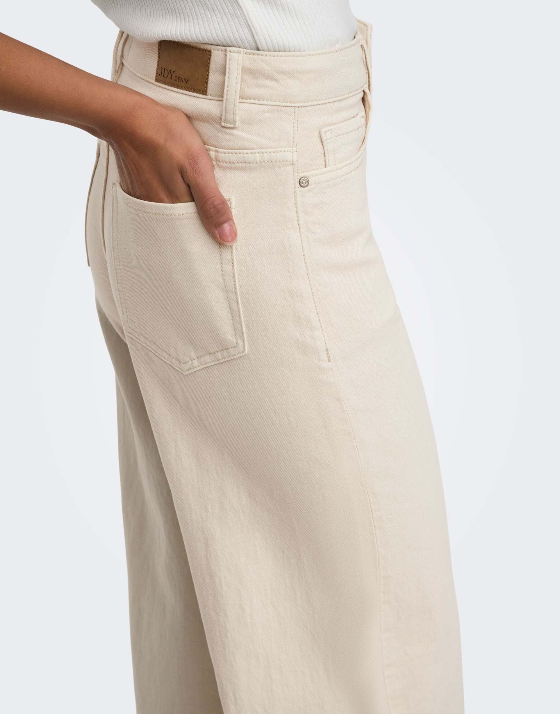 JDY Carina high waist wide leg jeans in ecru