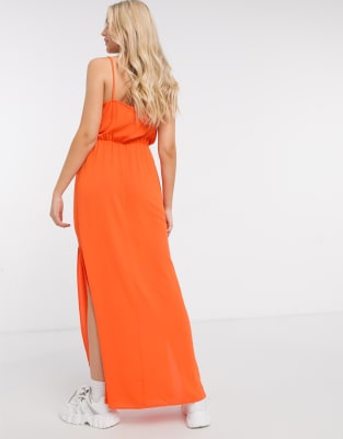 red orange gown