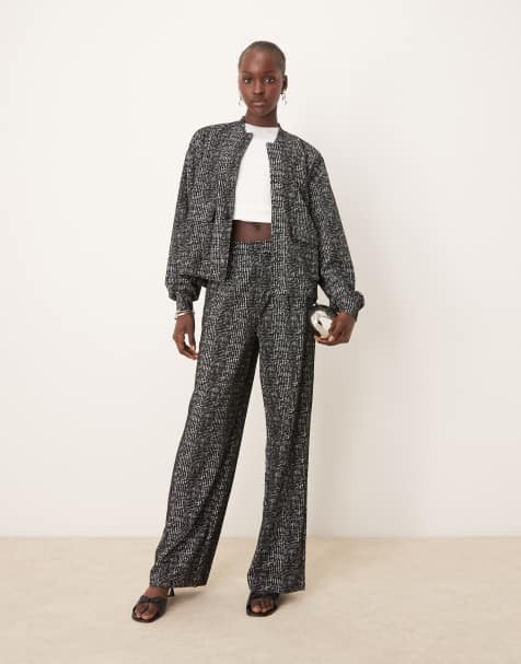 JDY casual tailored co-ord in black check - view 1