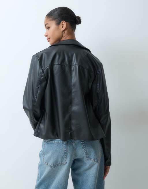 JDY chaqueta corta de piel sintética negra, 4 de 4