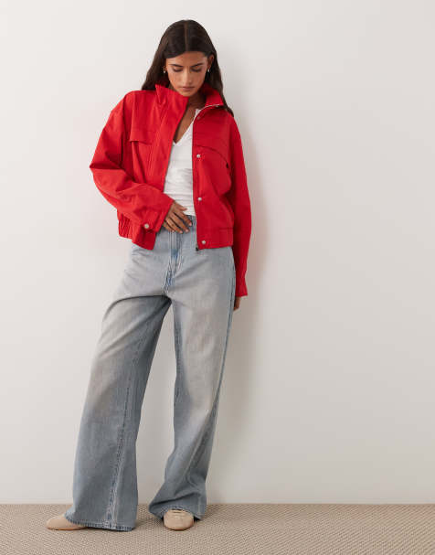 JDY - chaqueta de cuello alzado en rojo - view 1