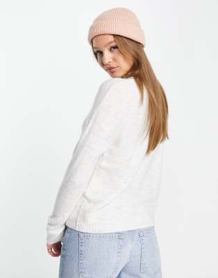 white fine knit sweater