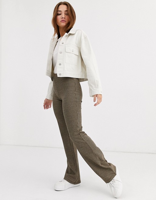 JDY check flared jersey trousers