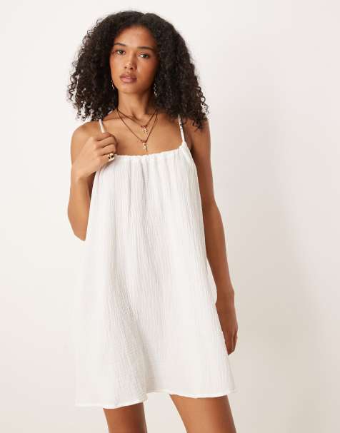 JDY cheesecloth mini dress in white - view 1