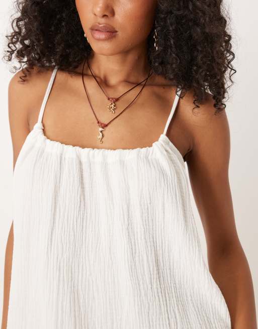 JDY cheesecloth mini dress in white