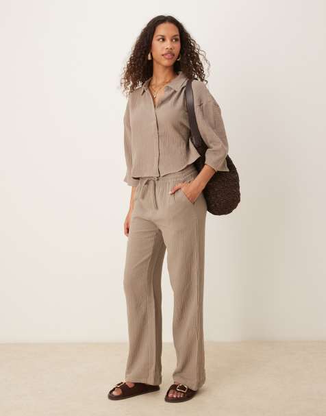 JDY cheesecloth set in light brown - view 1