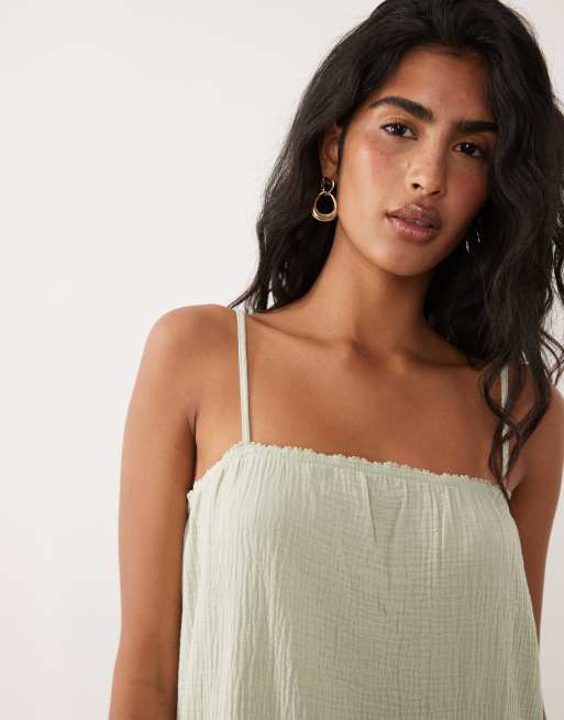 JDY cheesecloth sleeveless maxi dress in sage, 3 of 4