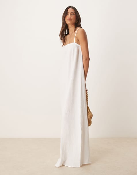 blue dress for baby girl White Boho Dress I Cross Semi-Sheer Lace Maxi Dress I Love that Boho