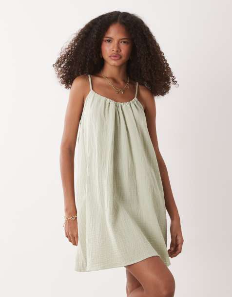 JDY cheesecloth sleeveless mini dress in sage