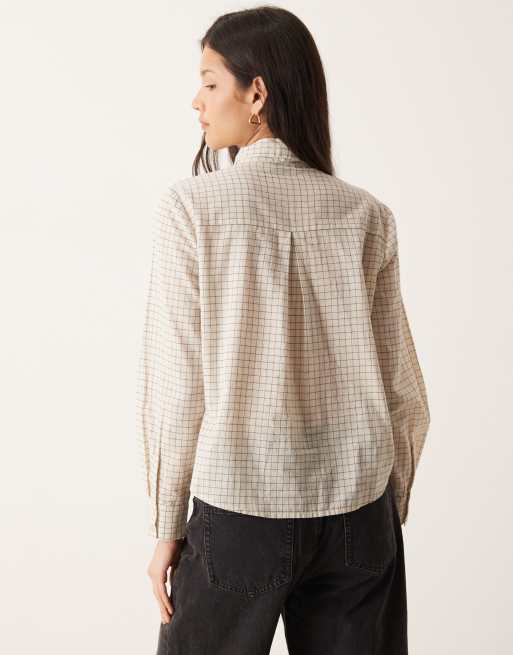 JDY - Chemise à carreaux avec lavallière amovible - Crème, 4 de 4