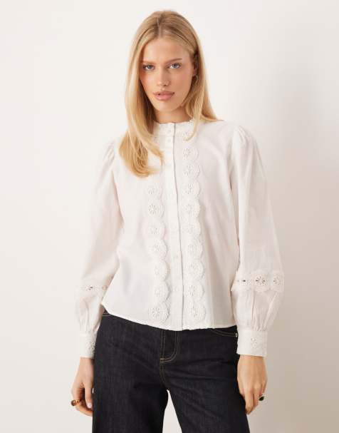 JDY - Chemise à empiècements en broderie anglaise - Blanc - view 1