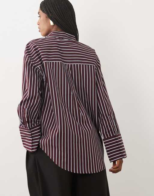 JDY chemise à manches longues à rayures bordeaux et bleues, 4 de 4
