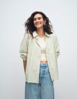 Chemise ample à rayures - Vert 2XL