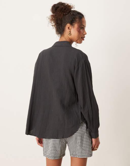 JDY - Chemise ample en mousseline à manches longues - Gris foncé, 4 de 4