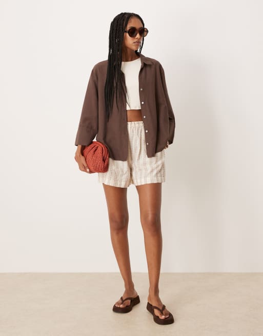 JDY - Chemise décontractée en lin - Marron chocolat, 2 de 4