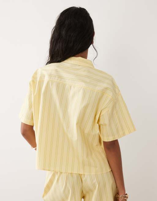 JDY - Chemise d'ensemble à manches courtes et rayures - Jaune, 4 de 4