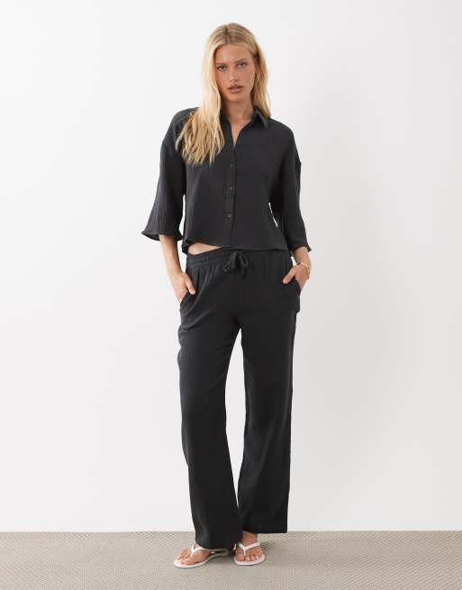 JDY - Chemise d'ensemble courte en gaze - Gris anthracite, 3 de 4