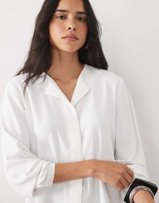 JDY chemise texturée col V blanche, 4 de 4