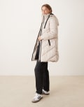 [JDY] JDY chevron hooded padded coat stone-Neutral XS STONE