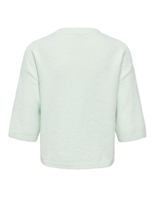 JDY Chloe gerippter Strickpullover mit Rundhalsausschnitt und überschnittenen Schultern in Türkis, 7 von 7