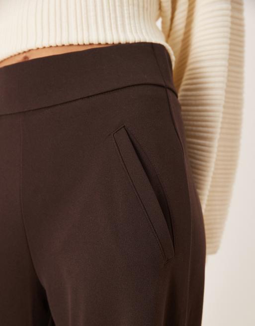 JDY – Ciemnobrązowe eleganckie spodnie z szerokimi nogawkami, 5 z 5