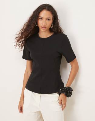 Jdy Cinch Waist T-shirt In Black