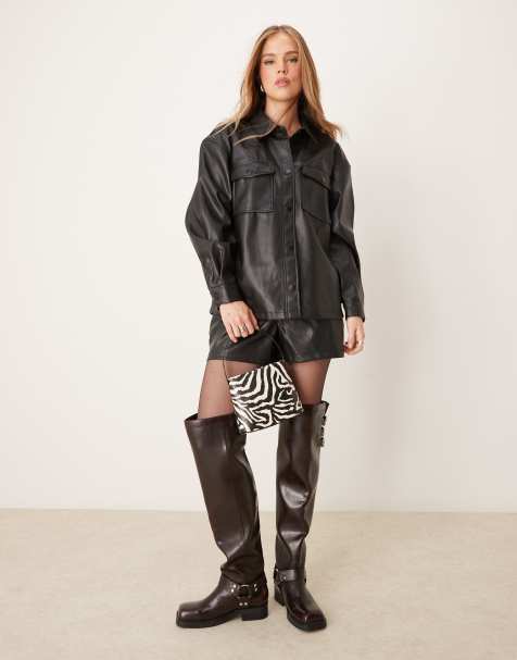 JDY - Co-ord set van imitatieleer in zwart - view 1